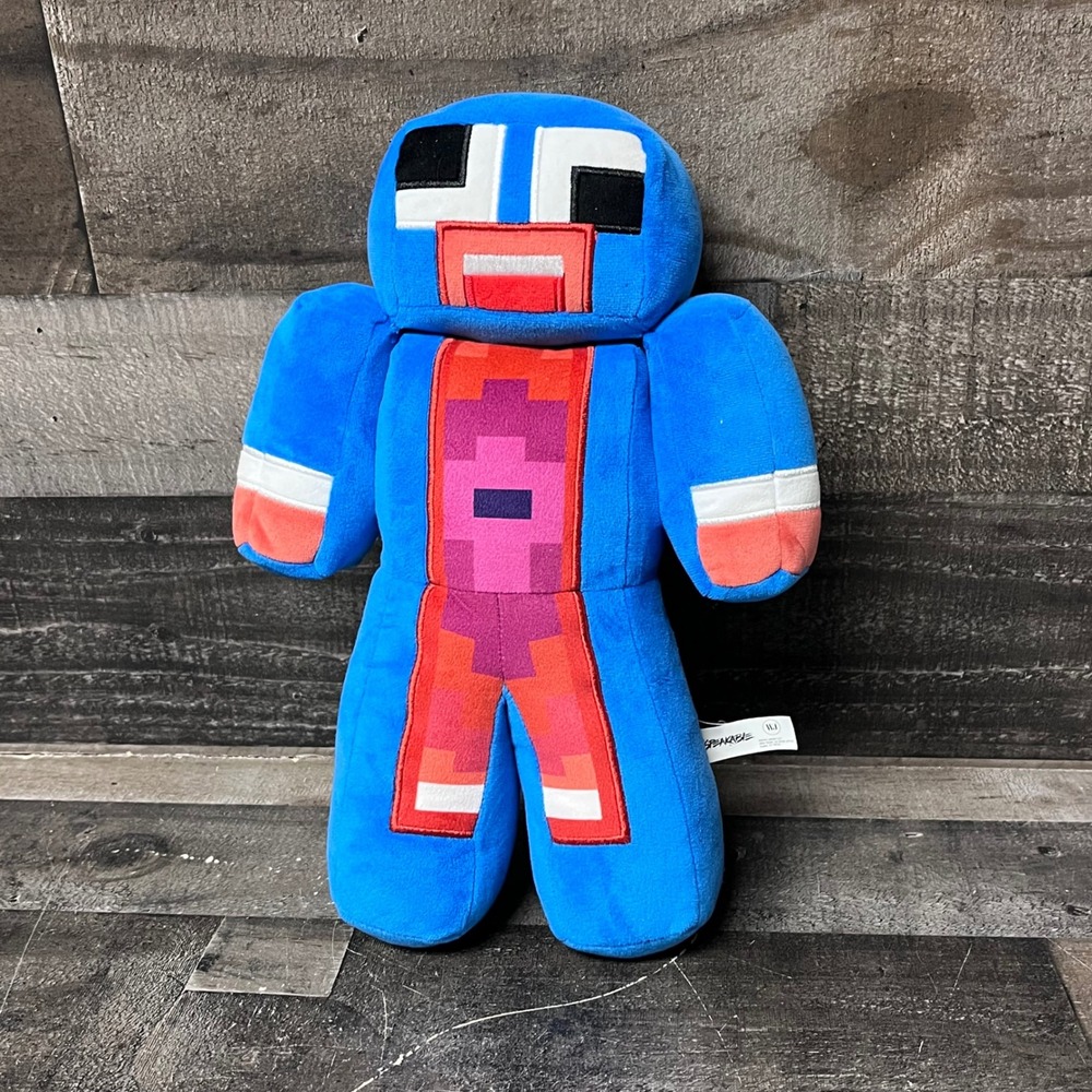 Unspeakable 12" Plush Blue Pixel Character Stuffed Toy Warren James Preowned